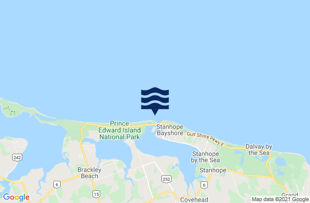Mappa delle maree di Stanhope Beach, Canada