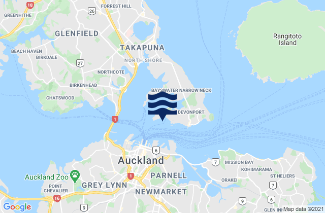Mappa delle maree di Stanley Bay, New Zealand