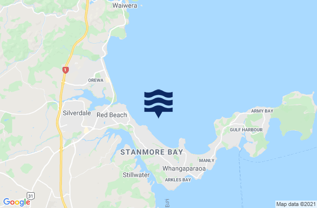 Mappa delle maree di Stanmore Bay, New Zealand