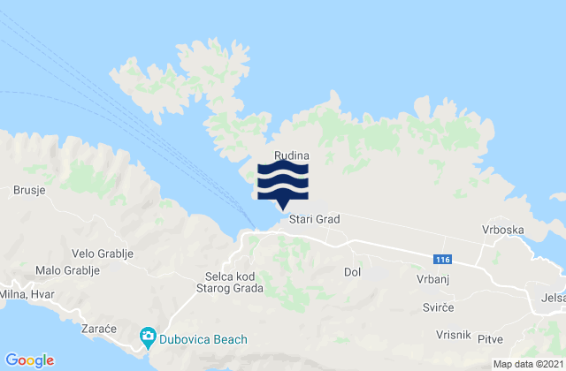 Mappa delle maree di Stari Grad, Croatia