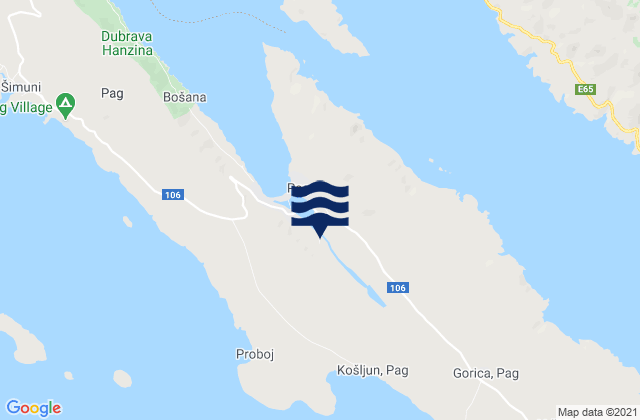 Mappa delle maree di Stari Grad, Croatia