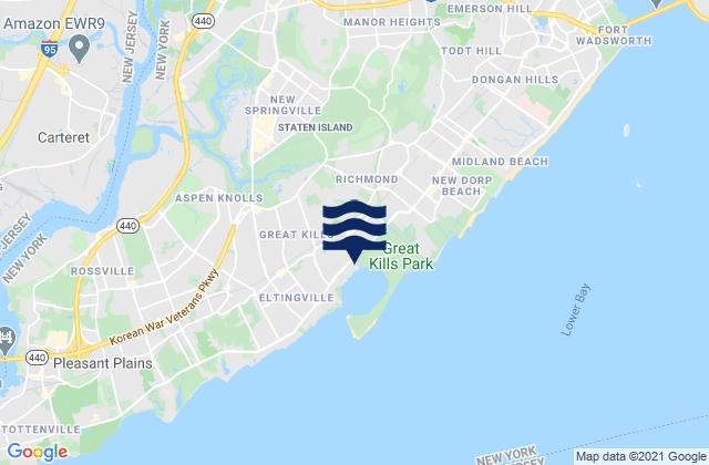 Mappa delle maree di Staten Island, United States