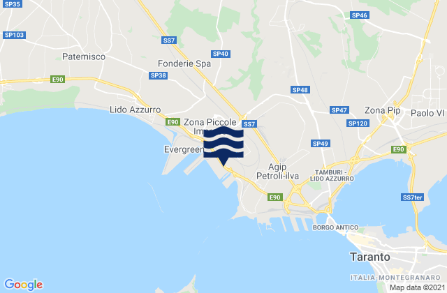 Mappa delle maree di Statte, Italy