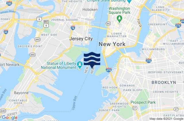 Mappa delle maree di Statue of Liberty east of, United States