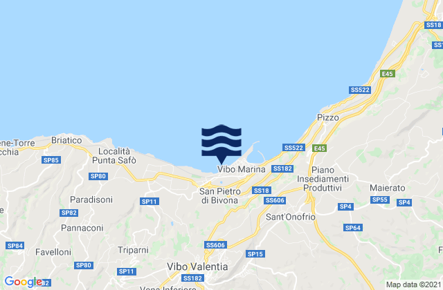 Mappa delle maree di Stefanaconi, Italy