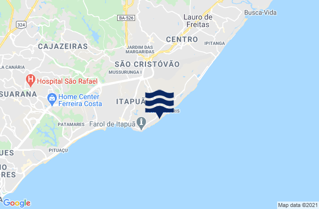 Mappa delle maree di Stela Maris, Brazil