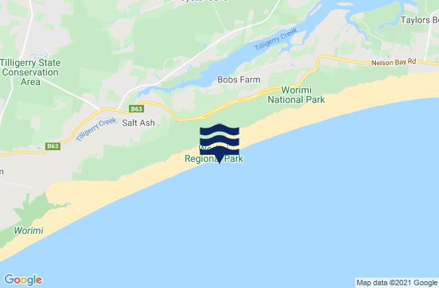 Mappa delle maree di Stockton Beach, Australia