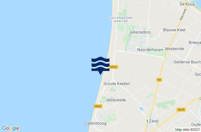 Mappa delle maree di Strandslag Groote Keeten, Netherlands