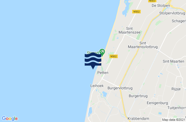 Mappa delle maree di Strandslag Petten, Netherlands