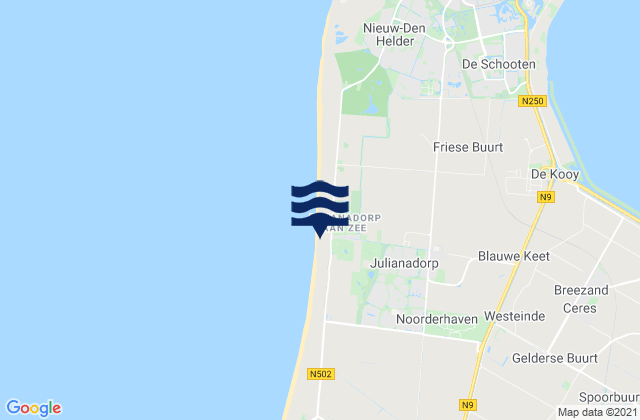 Mappa delle maree di Strandslag Zandloper, Netherlands