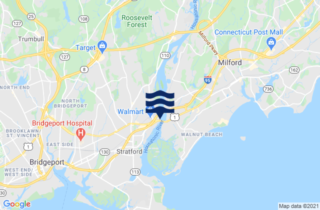 Mappa delle maree di Stratford I 95 Bridge, United States