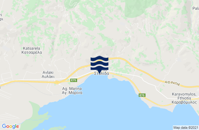 Mappa delle maree di Stylída, Greece