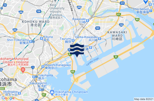 Mappa delle maree di Suehiro (Turumi), Japan