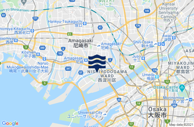 Mappa delle maree di Suita Shi, Japan