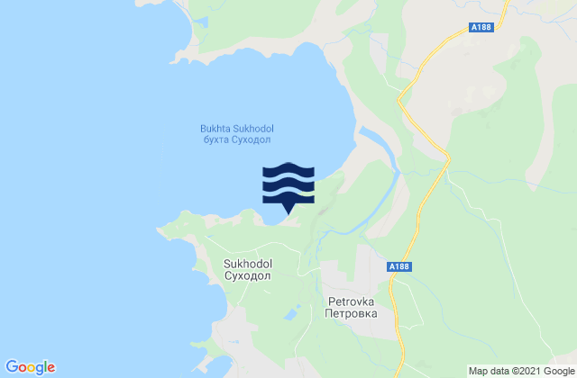 Mappa delle maree di Sukhodol Bay Ussuri Bay, Russia