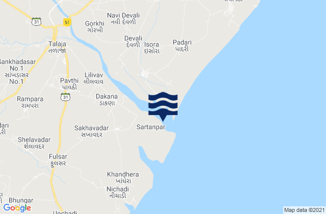 Mappa delle maree di Sultanpur, India