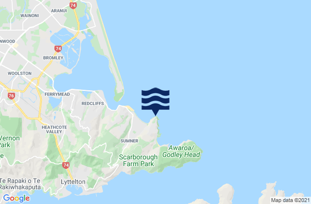 Mappa delle maree di Sumner Head, New Zealand
