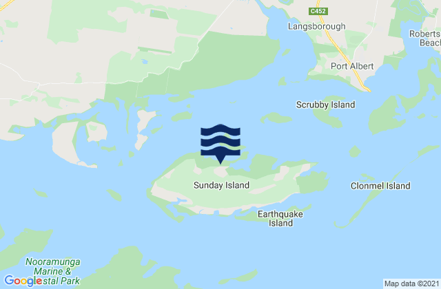 Mappa delle maree di Sunday Island, Australia