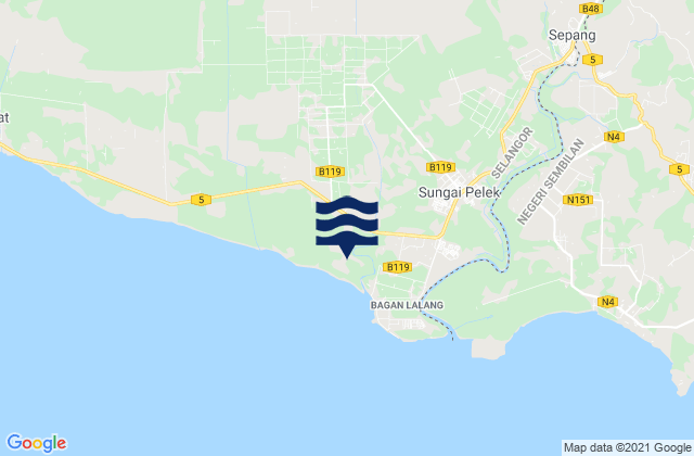 Mappa delle maree di Sungai Pelek New Village, Malaysia