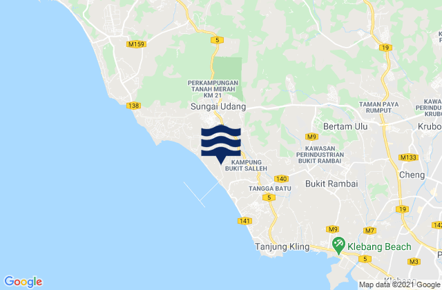 Mappa delle maree di Sungai Udang, Malaysia