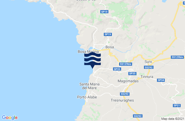 Mappa delle maree di Suni, Italy