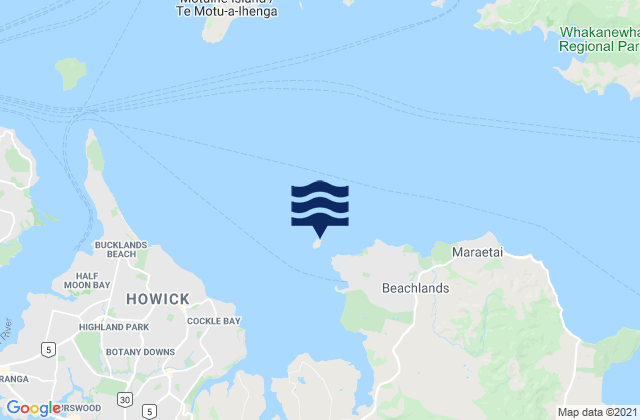 Mappa delle maree di Sunkist Bay, New Zealand