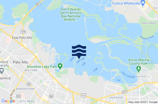 Mappa delle maree di Sunnyvale, United States