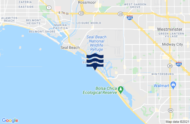 Mappa delle maree di Sunset Beach, United States