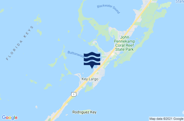 Mappa delle maree di Sunset Cove Key Largo Buttonwood Sound, United States