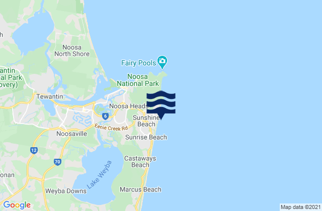 Mappa delle maree di Sunshine Beach, Australia