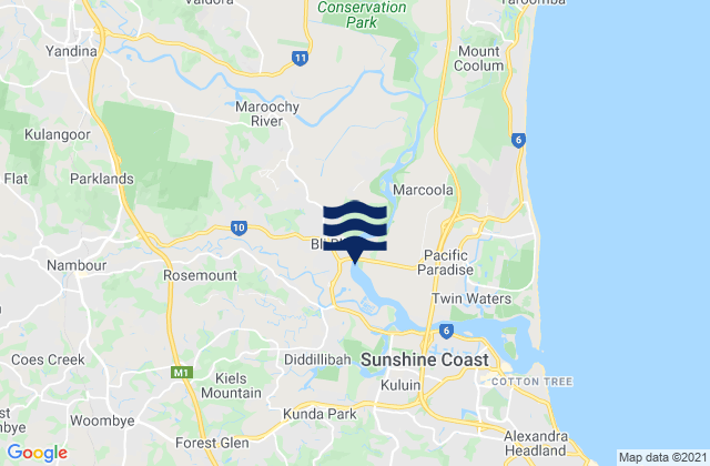 Mappa delle maree di Sunshine Coast, Australia