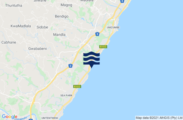 Mappa delle maree di Sunwich Port, South Africa