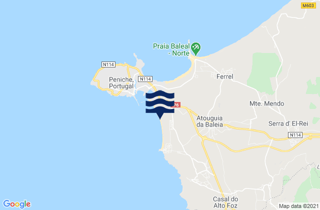 Mappa delle maree di Supertubos, Portugal