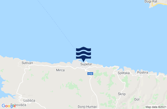 Mappa delle maree di Supetar, Croatia