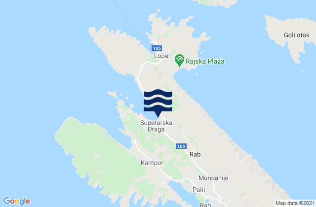 Mappa delle maree di Supetarska Draga, Croatia