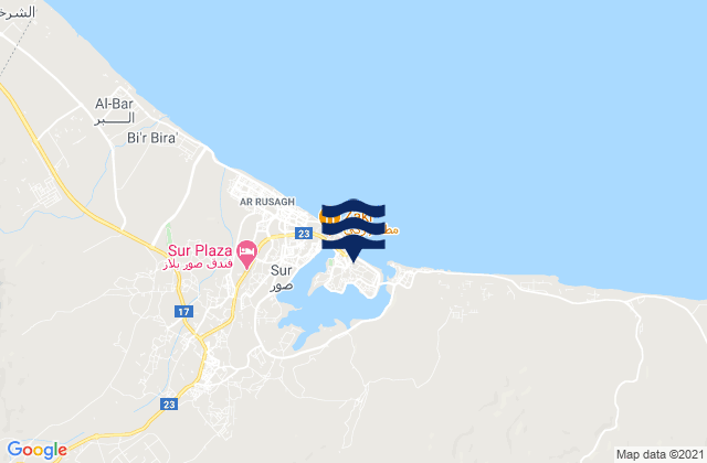 Mappa delle maree di Sur, Oman