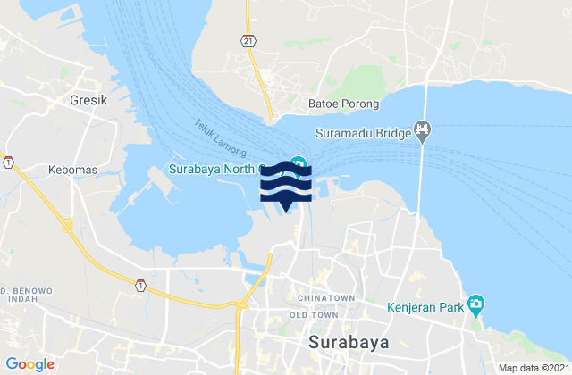 Mappa delle maree di Surabaja (Surabaja Str), Indonesia
