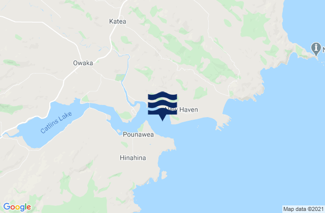 Mappa delle maree di Surat Bay, New Zealand
