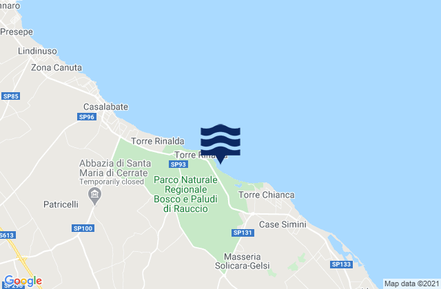 Mappa delle maree di Surbo, Italy