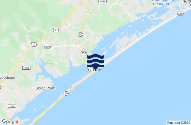 Mappa delle maree di Surf City, United States