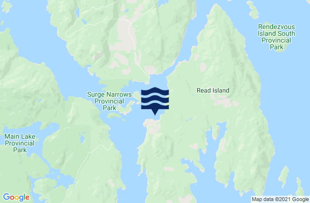 Mappa delle maree di Surge Narrows, Canada