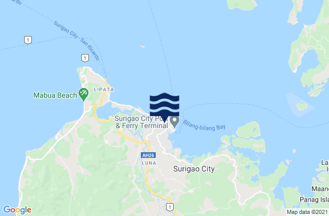 Mappa delle maree di Surigao, Philippines