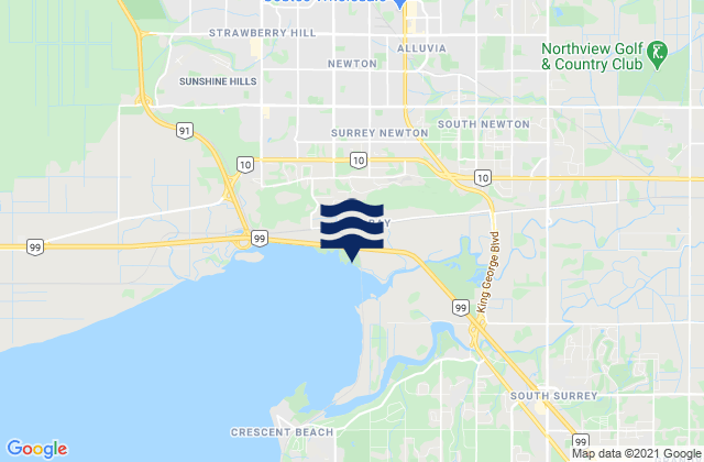 Mappa delle maree di Surrey, Canada