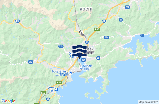Mappa delle maree di Susaki (Koti), Japan