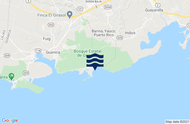 Mappa delle maree di Susúa Baja Barrio, Puerto Rico