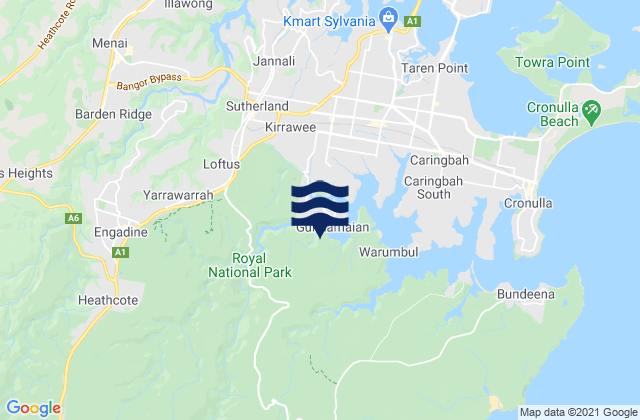 Mappa delle maree di Sutherland Shire, Australia