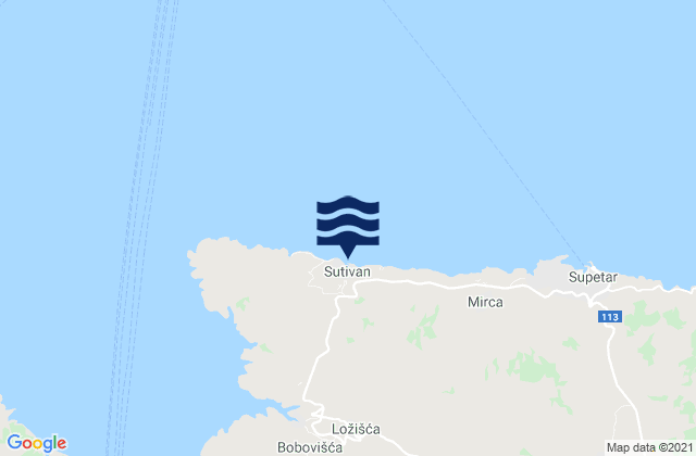Mappa delle maree di Sutivan, Croatia