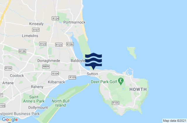 Mappa delle maree di Sutton, Ireland