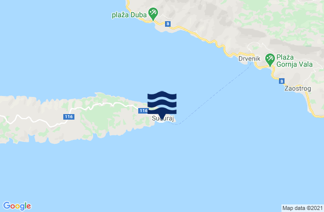 Mappa delle maree di Sućuraj, Croatia