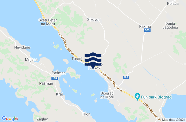 Mappa delle maree di Sveti Filip i Jakov, Croatia